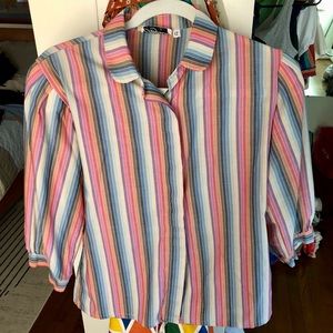 Vintage Pastel Stripes Rainbow Blouse
